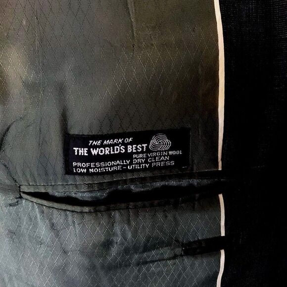 Hart Schaffner Marx Silver Trumpeter Wool 2 Button Blazer 44R Gray Plaid Windowp - Picture 9 of 11